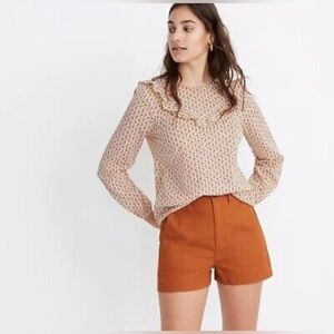 Madewell York Peasant Blouse Orange & Cream | XS